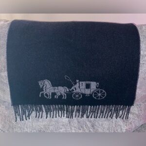 Coach Horse & Carriage Black & Grey Double Face Oversized Wool Scarf & Muffler